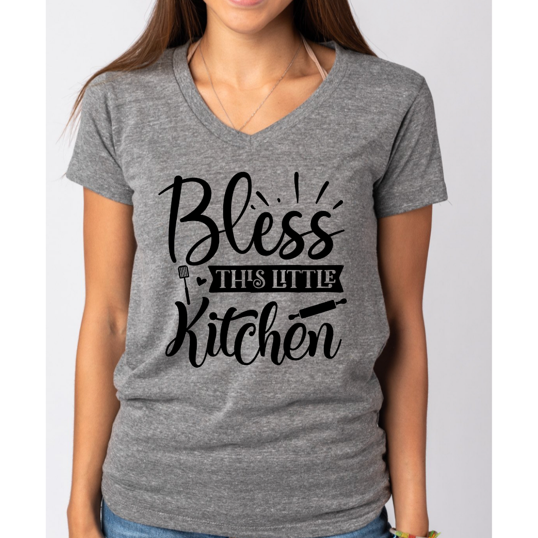 Bless This Little Kitchen Women's Ideal V-Neck Tee