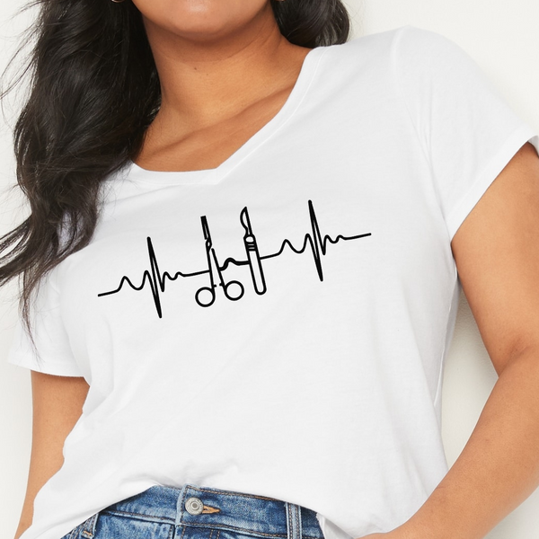 Medical Instruments EKG Women's Ideal V-Neck Tee