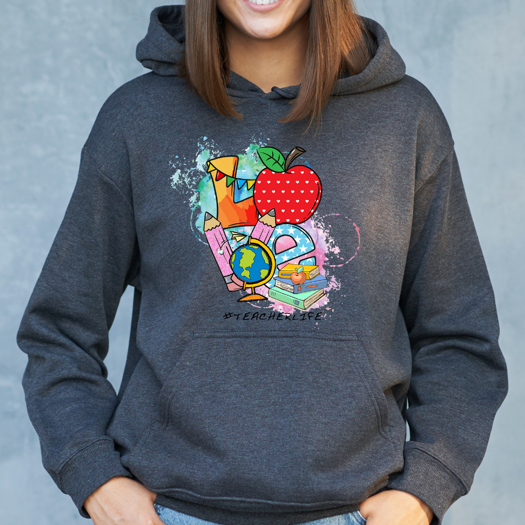 Love #TeacherLife Unisex Fleece Pullover Hoodie