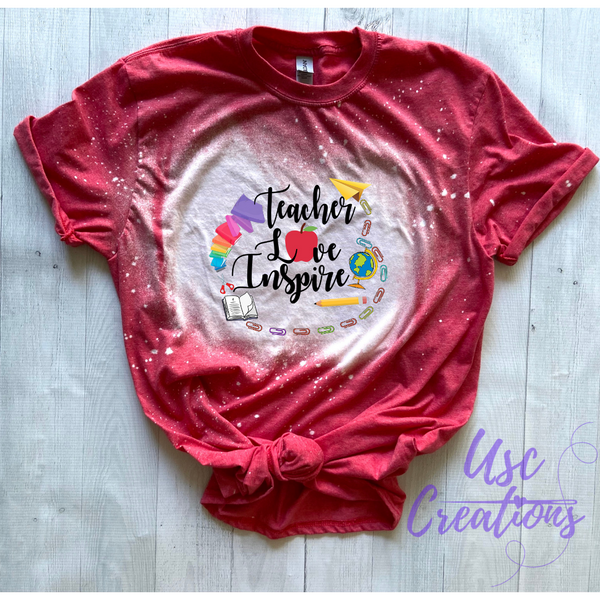Teach Love Inspire Bleached Unisex Soft Style T-Shirt