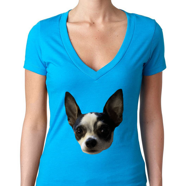 YOUR Picture Printed Full Front On A Women's Ideal V-Neck T-Shirt