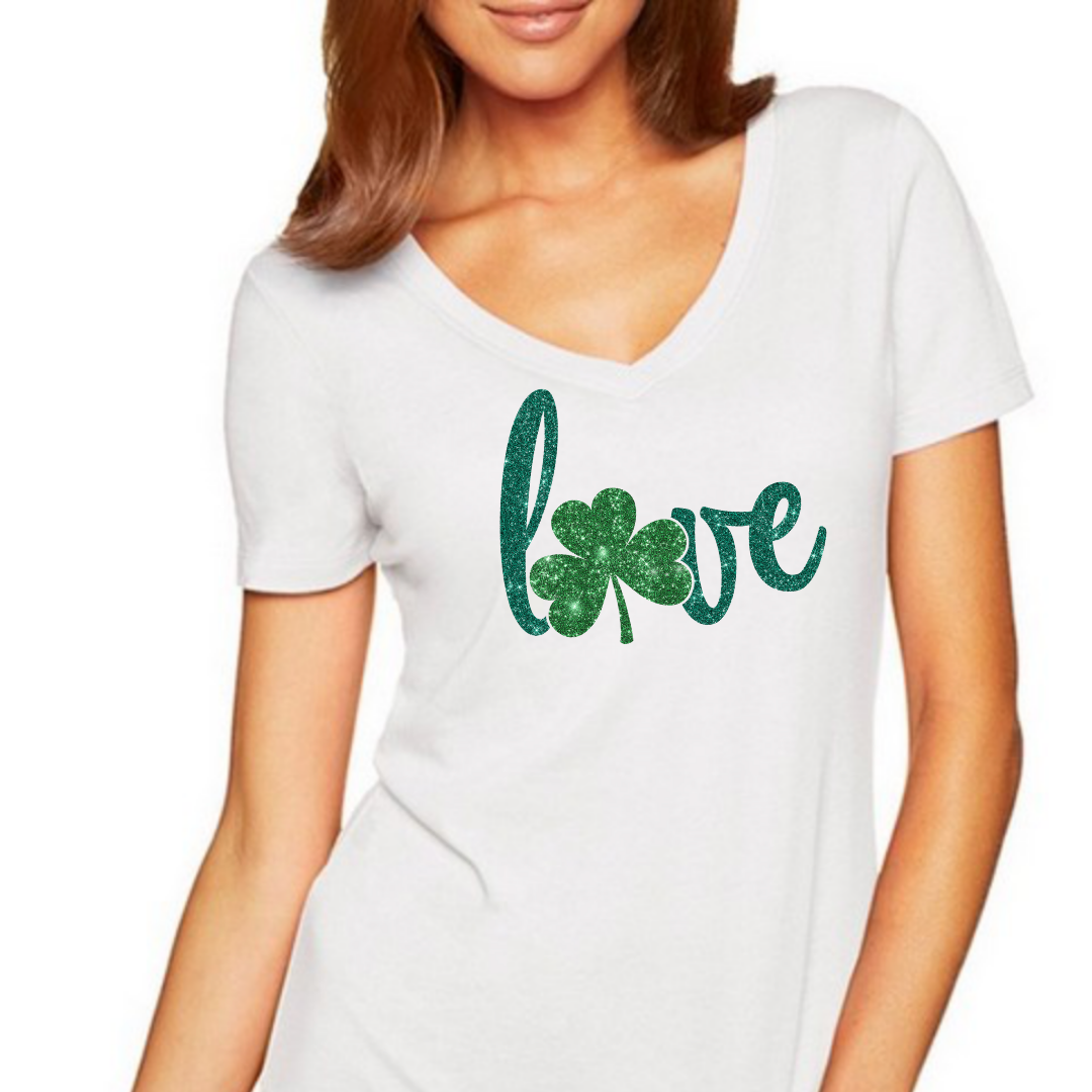 Love St. Patrick's Day themed Women's Ideal V-Neck Tee