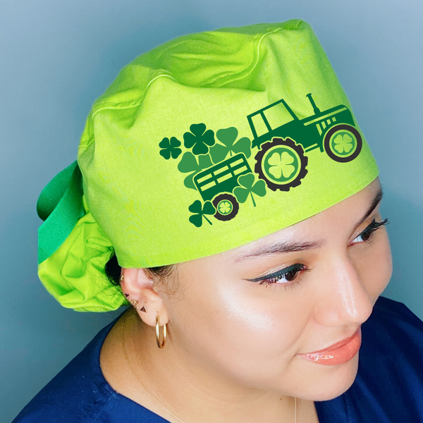 Holiday Tractor St. Patrick's Day Clover Leaf Themed Solid Color Ponytail