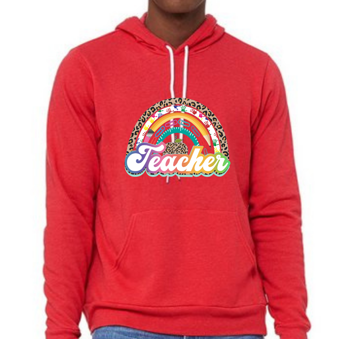 Teacher Rainbow Unisex Fleece Pullover Hoodie