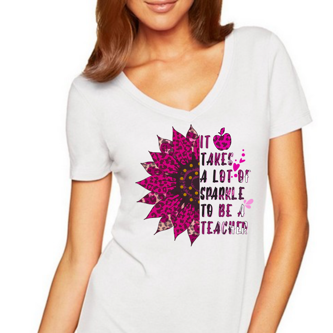 It Takes A Lot of Sparkle To Be A Teacher Women's Ideal V-Neck Tee