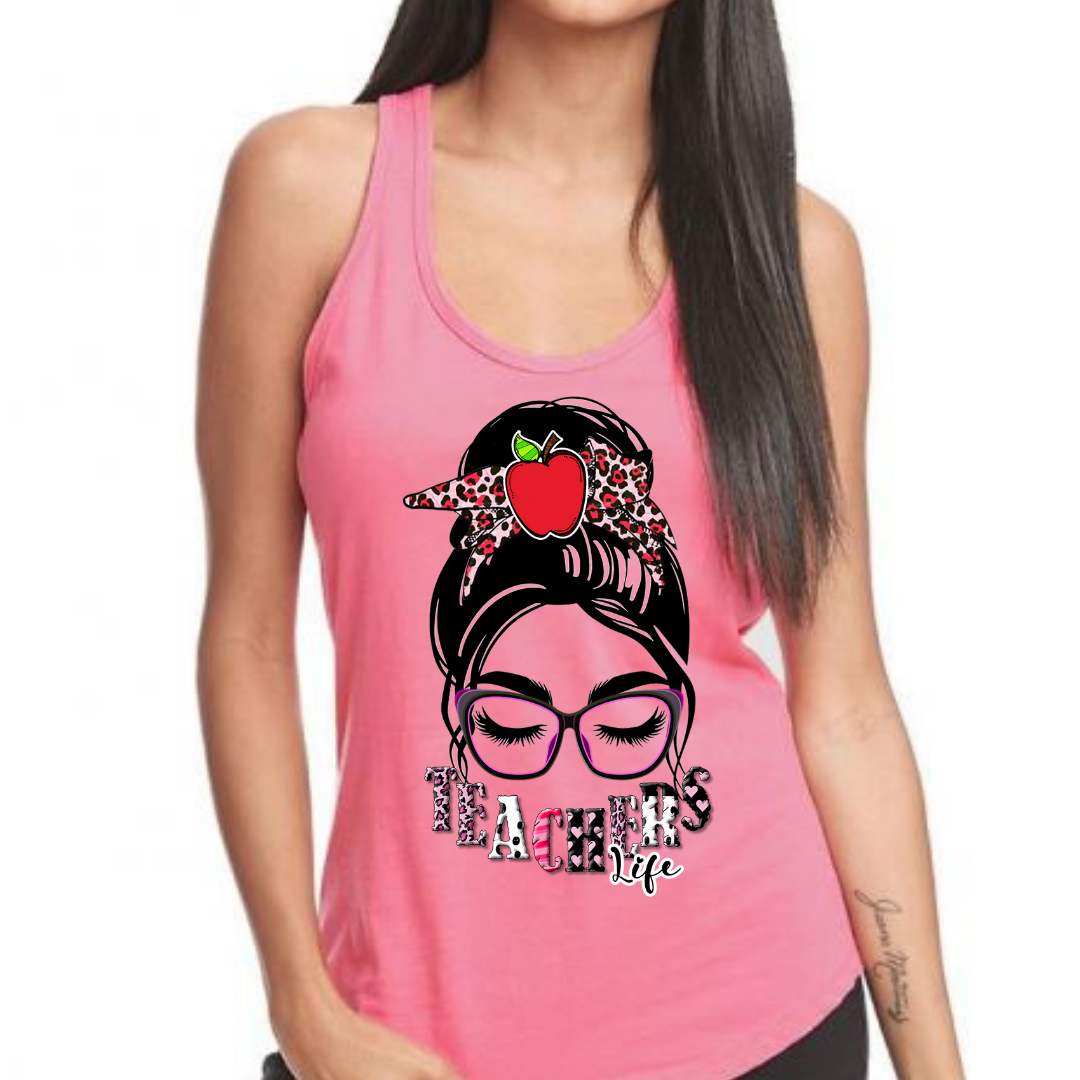 Messy Bun Teacher Life Women's Ideal Racerback Tank Top