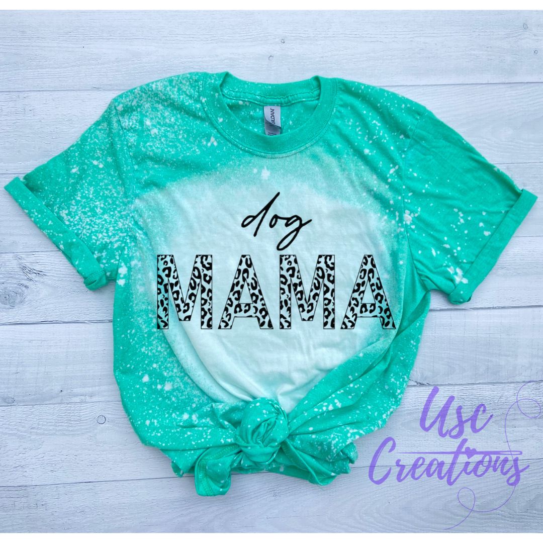 Dog MAMA Cheetah Print Bleached Unisex Soft Style T-Shirt