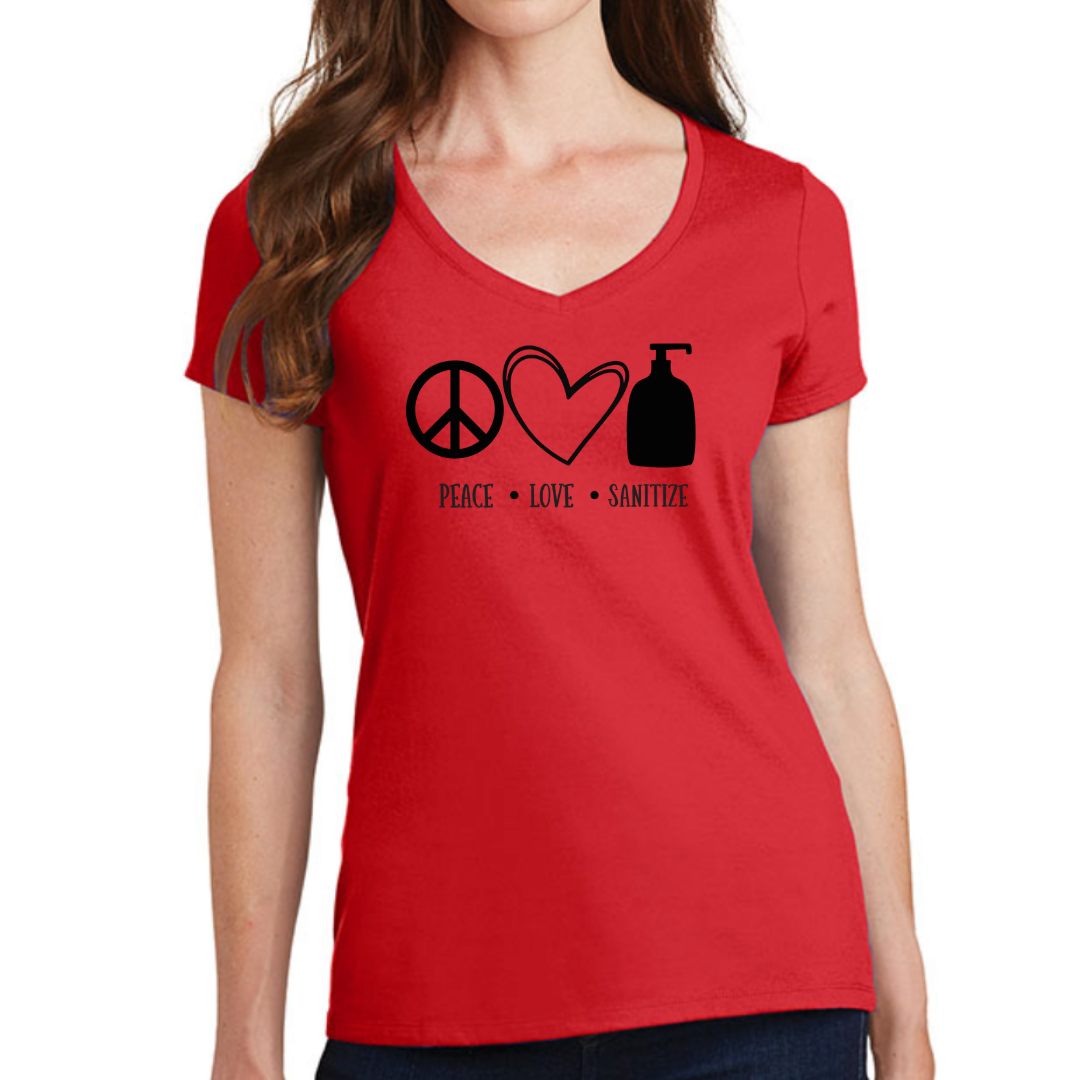 Peace Love Sanitize Women's Ideal V-Neck Tee