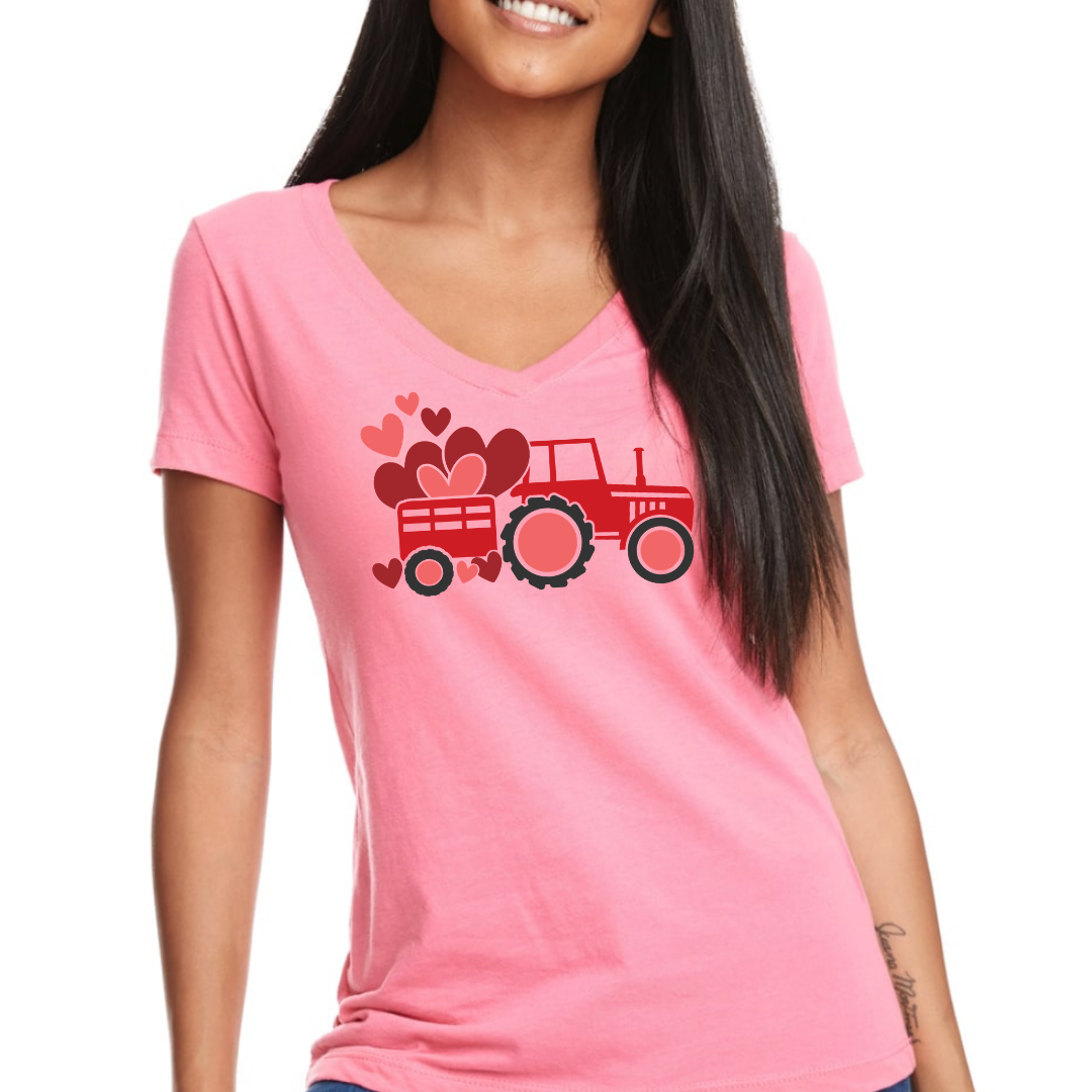 Holiday Truck Valentine's Day themed Women's Ideal V-Neck Tee