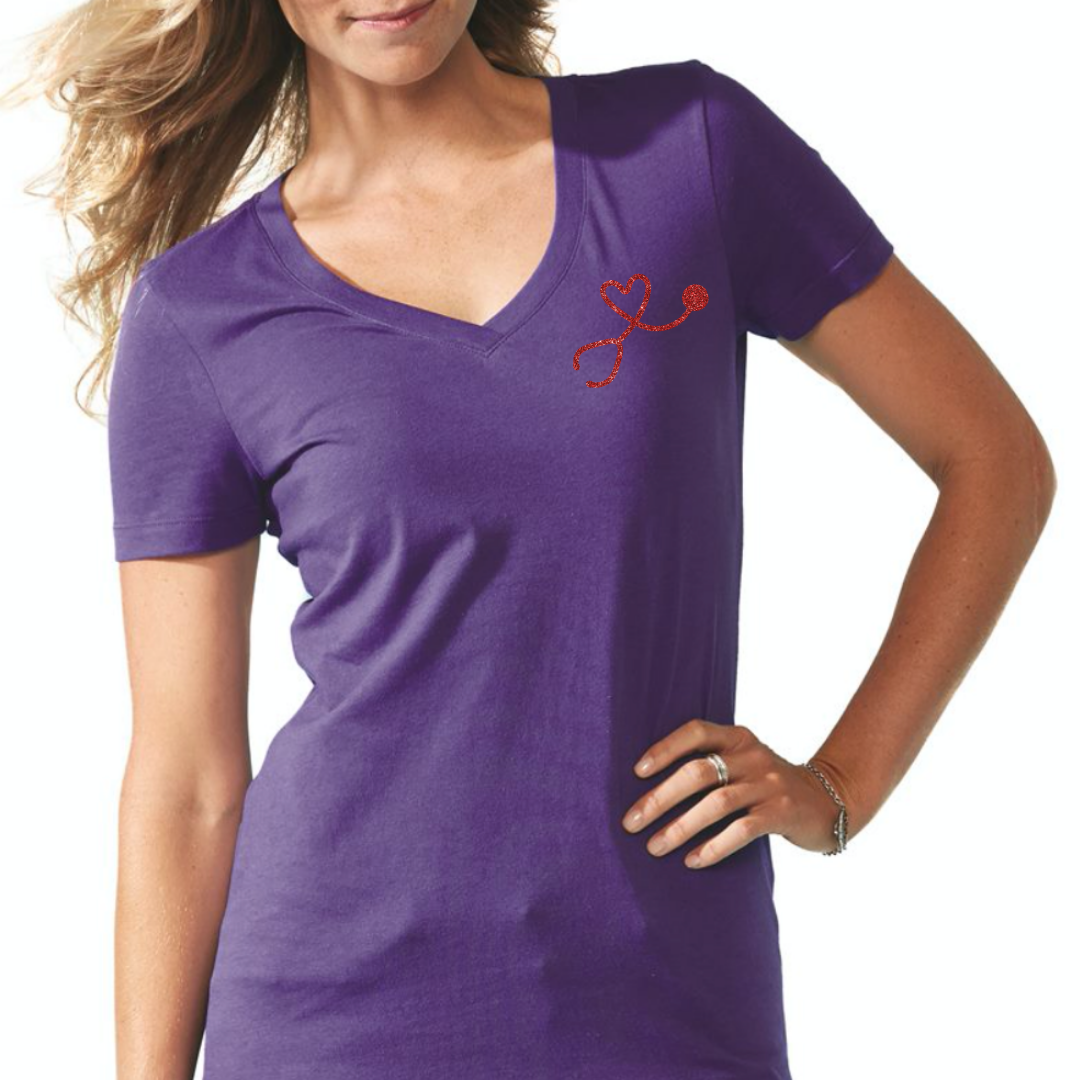 Heart Stethoscope Left Chest Women's Ideal V-Neck Tee