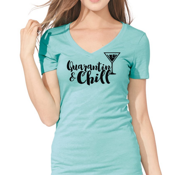 Quarantini & Chill Women's Ideal V-Neck Tee