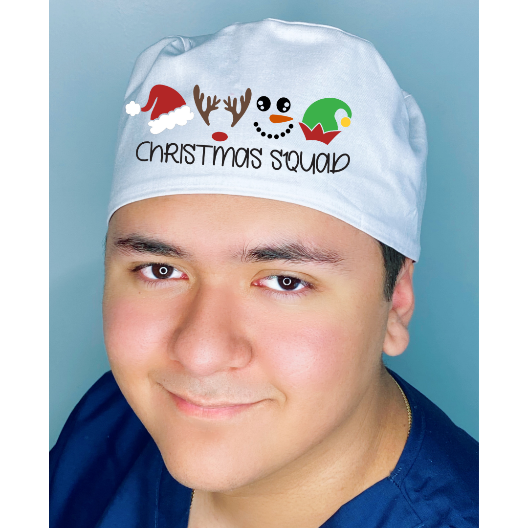 Christmas Squad Themed Custom Solid Color Unisex Scrub Cap