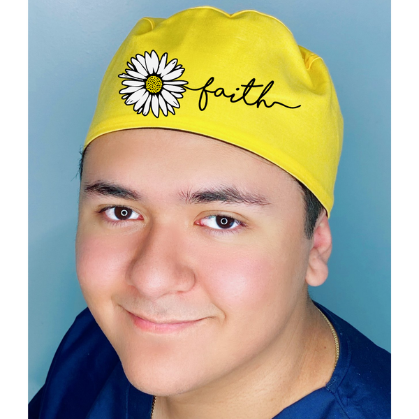 Daisy Faith Themed Custom Solid Color Unisex Scrub Cap