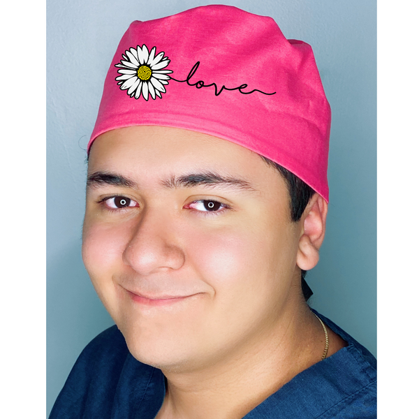 Daisy Love Themed Custom Solid Color Unisex Scrub Cap