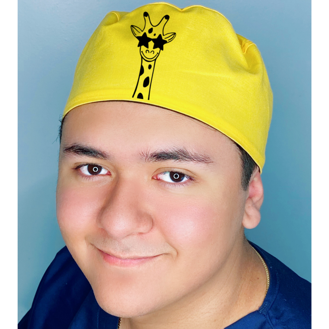 Giraffe Love Themed Custom Solid Color Unisex Scrub Cap