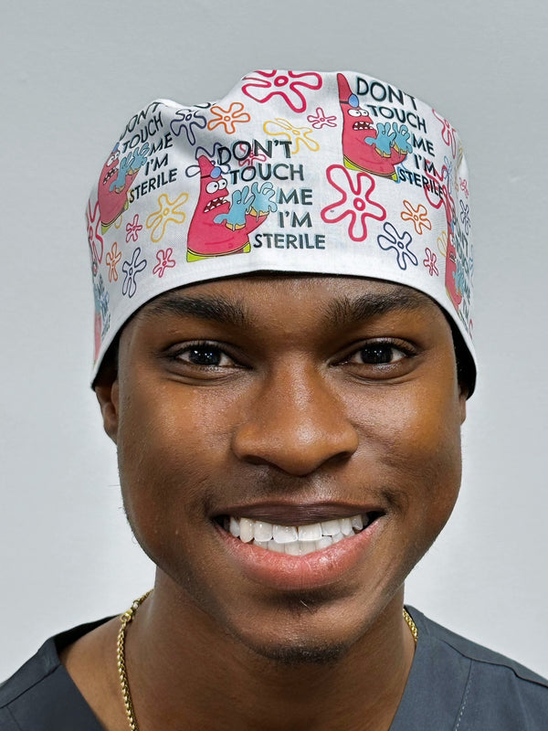 Funny Don't Touch Me WITH Flowers I'm Sterile Patrick Custom Solid Color Unisex Scrub Cap