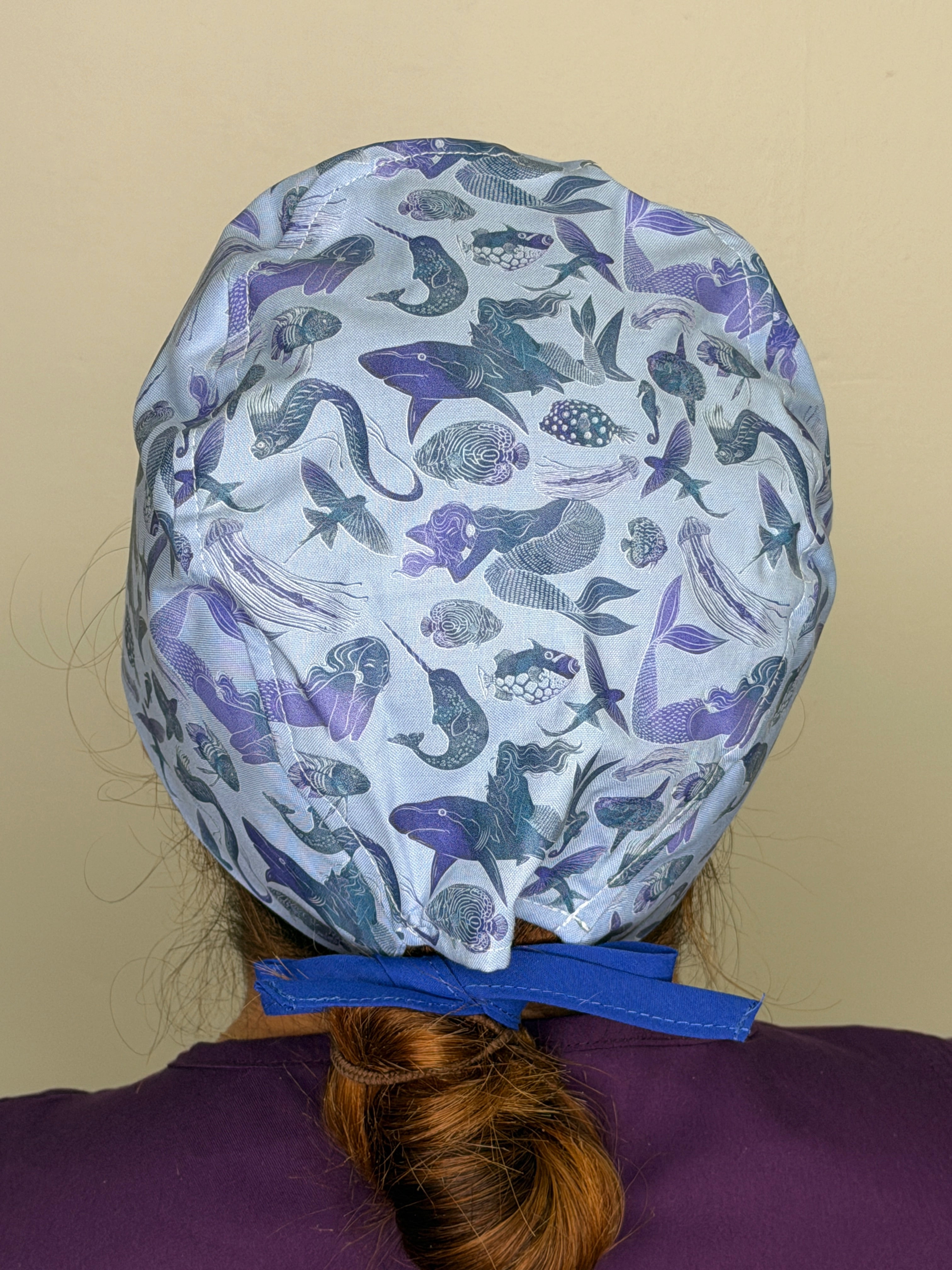 Ocean Life and Mermaids Themed Custom Solid Color Unisex Scrub Cap