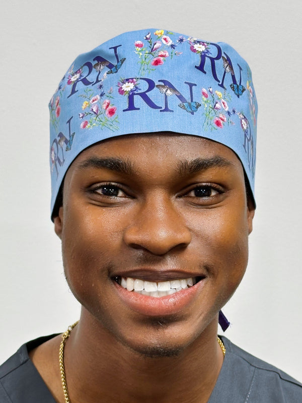 RN Floral Theme Custom Solid Color Unisex Scrub Cap