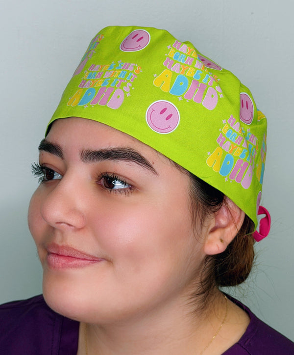 Maybe She's Born With It Maybe It's ADHD Themed Funny Custom Solid Color Unisex Scrub Cap