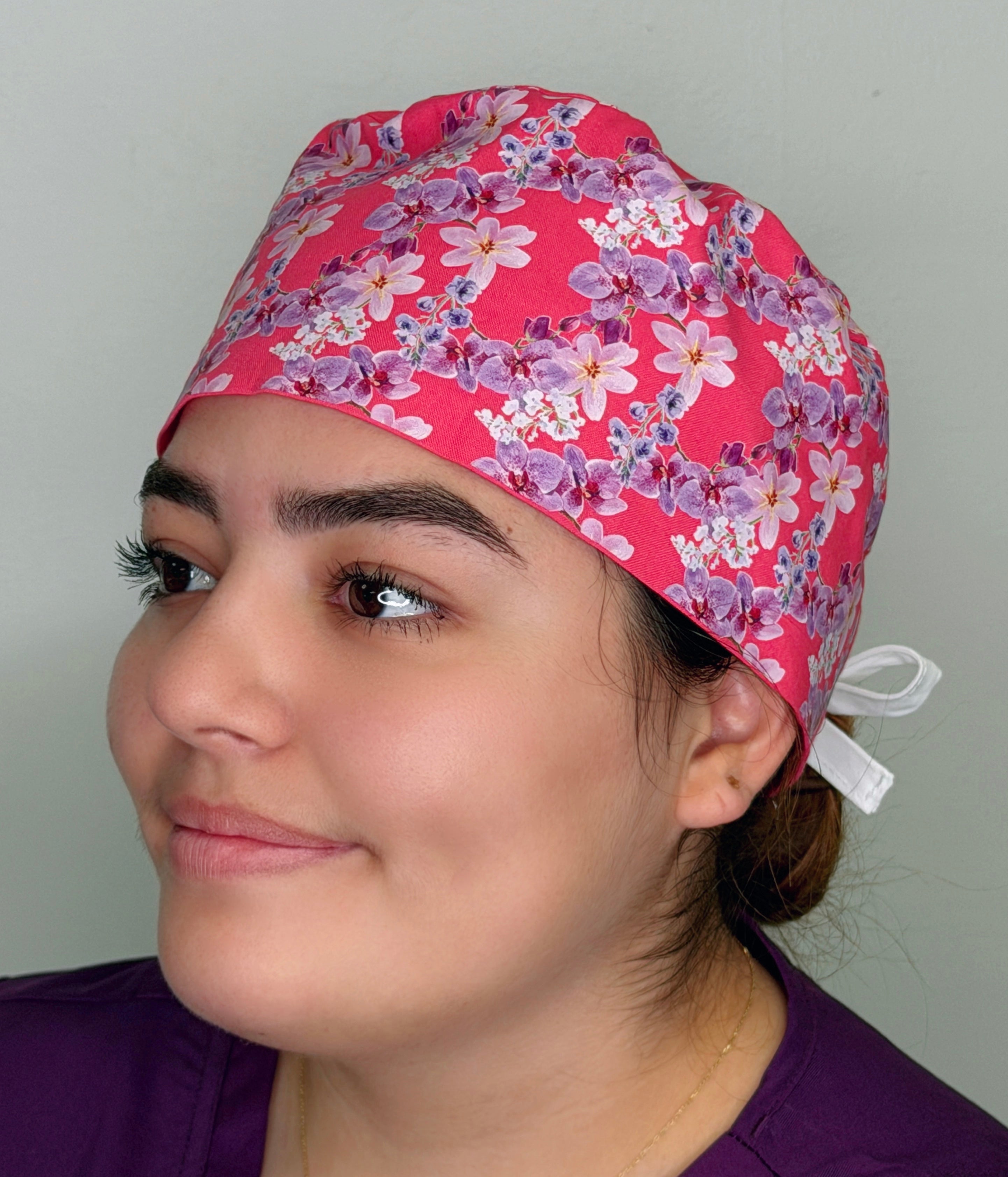 Beautiful Orchids Themed Custom Solid Color Unisex Scrub Cap