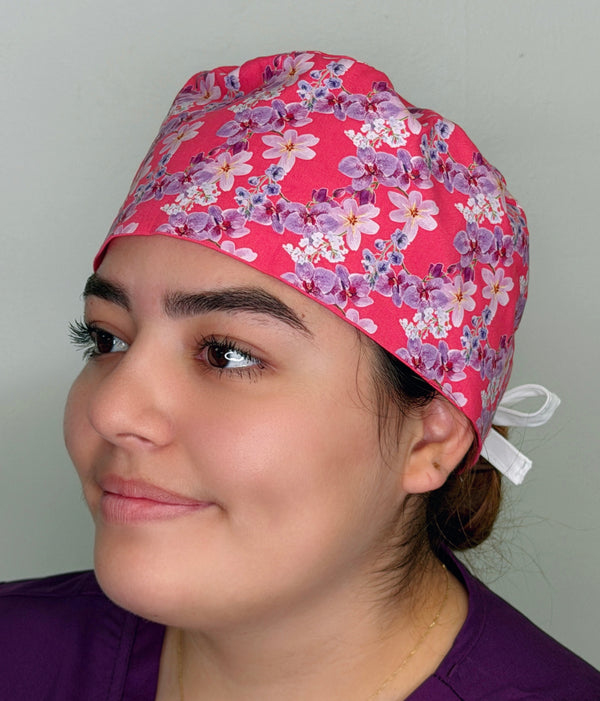 Beautiful Orchids Themed Custom Solid Color Unisex Scrub Cap