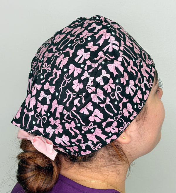 Pink Bows Solid Color Unisex Scrub Cap