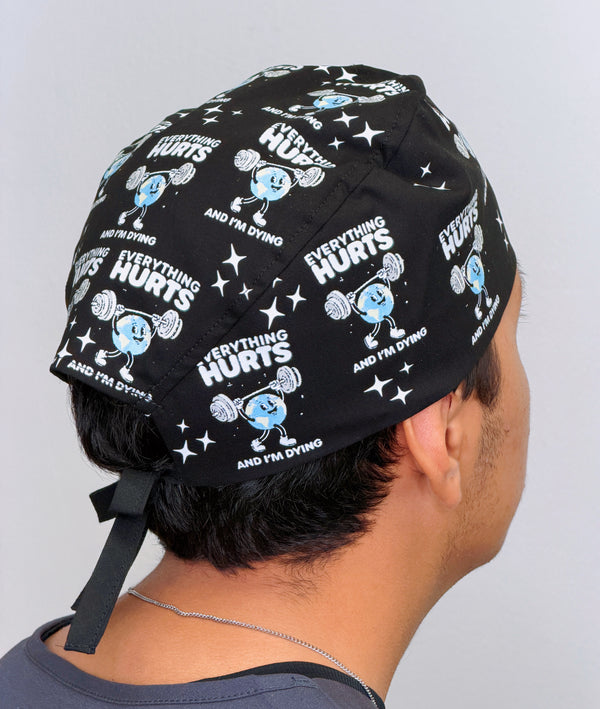 Everything Hurts and I'm Dying Funny Gym Custom Solid Color Unisex Scrub Cap
