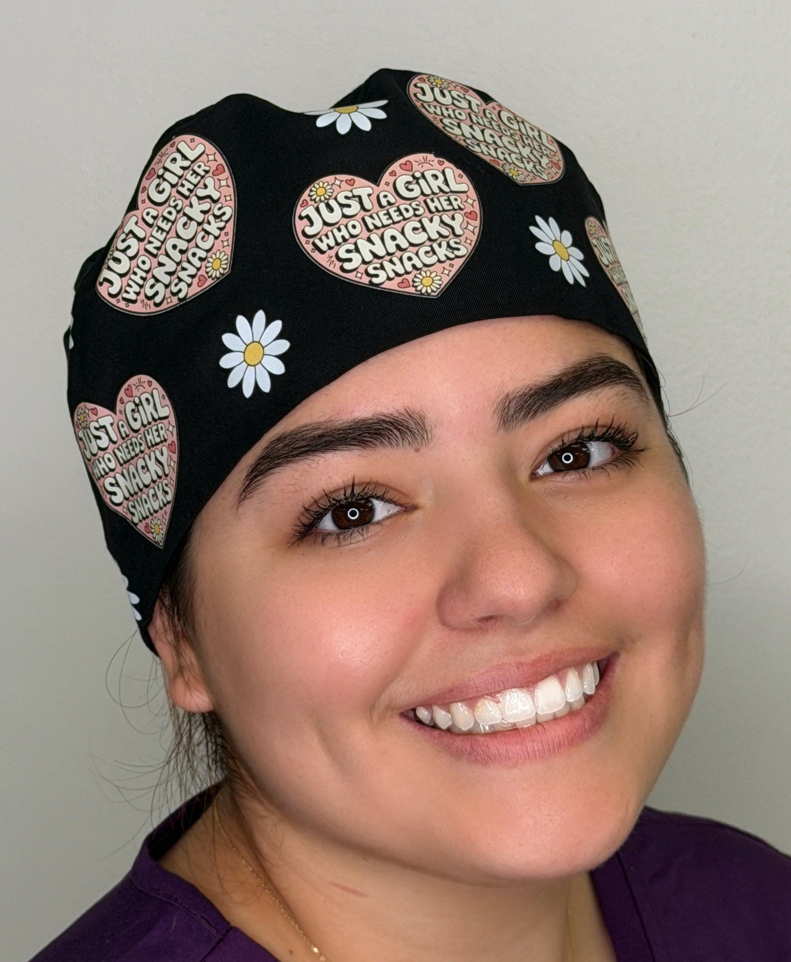 Just A Girl Who Needs Her Snacky Snacks Funny Themed Funny Custom Solid Color Unisex Scrub Cap