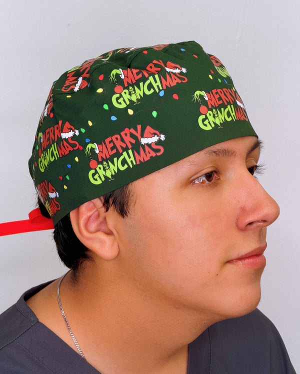 Merry Grinchmas Funny Holiday Christmas Custom Solid Color Unisex Scrub Cap