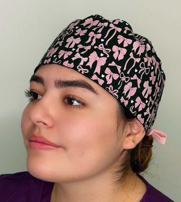 Pink Bows Solid Color Unisex Scrub Cap