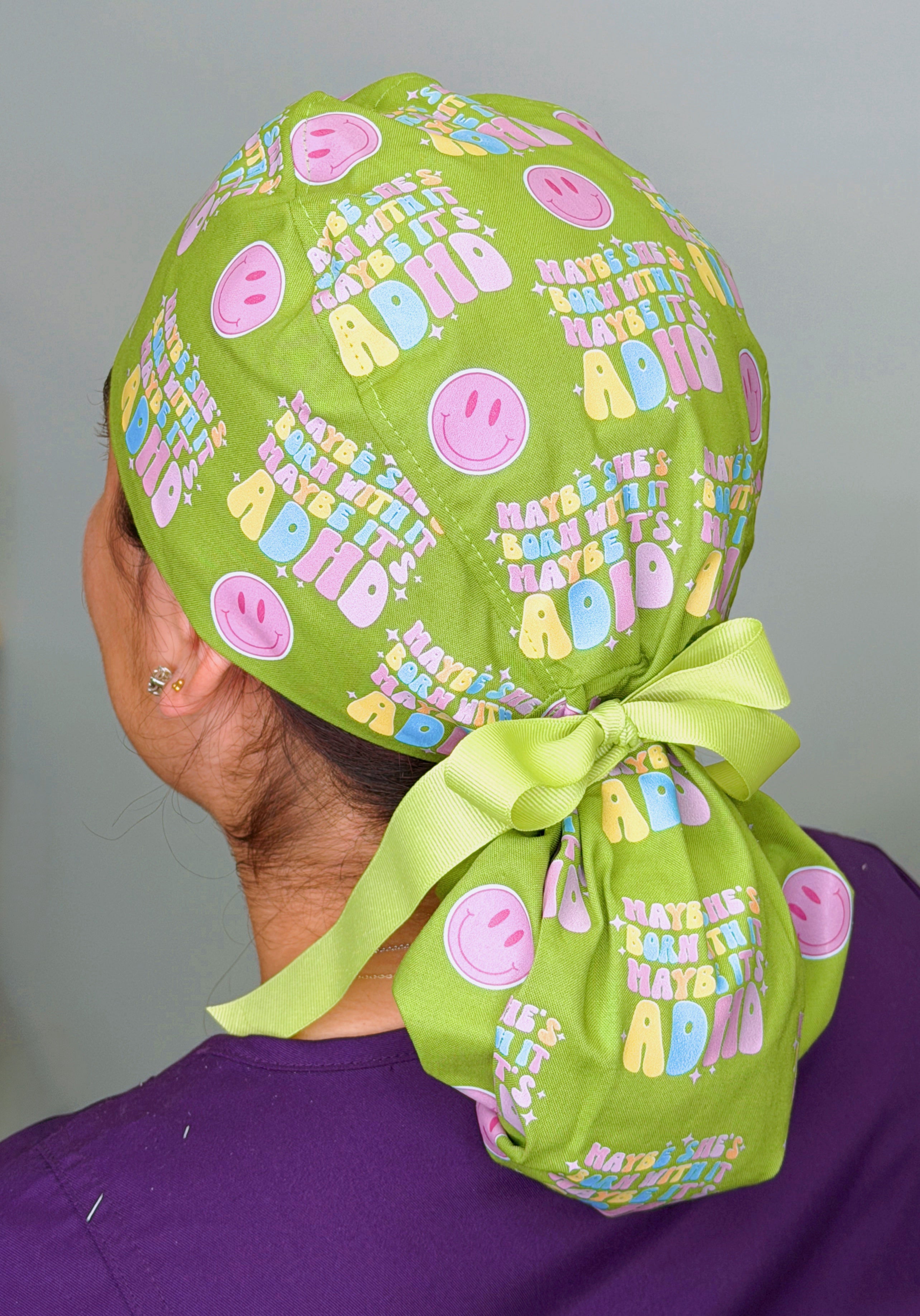 Maybe She's Born With It Maybe It's ADHD Funny Custom Solid Color Ponytail