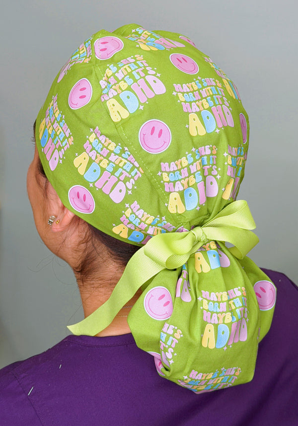 Maybe She's Born With It Maybe It's ADHD Funny Custom Solid Color Ponytail