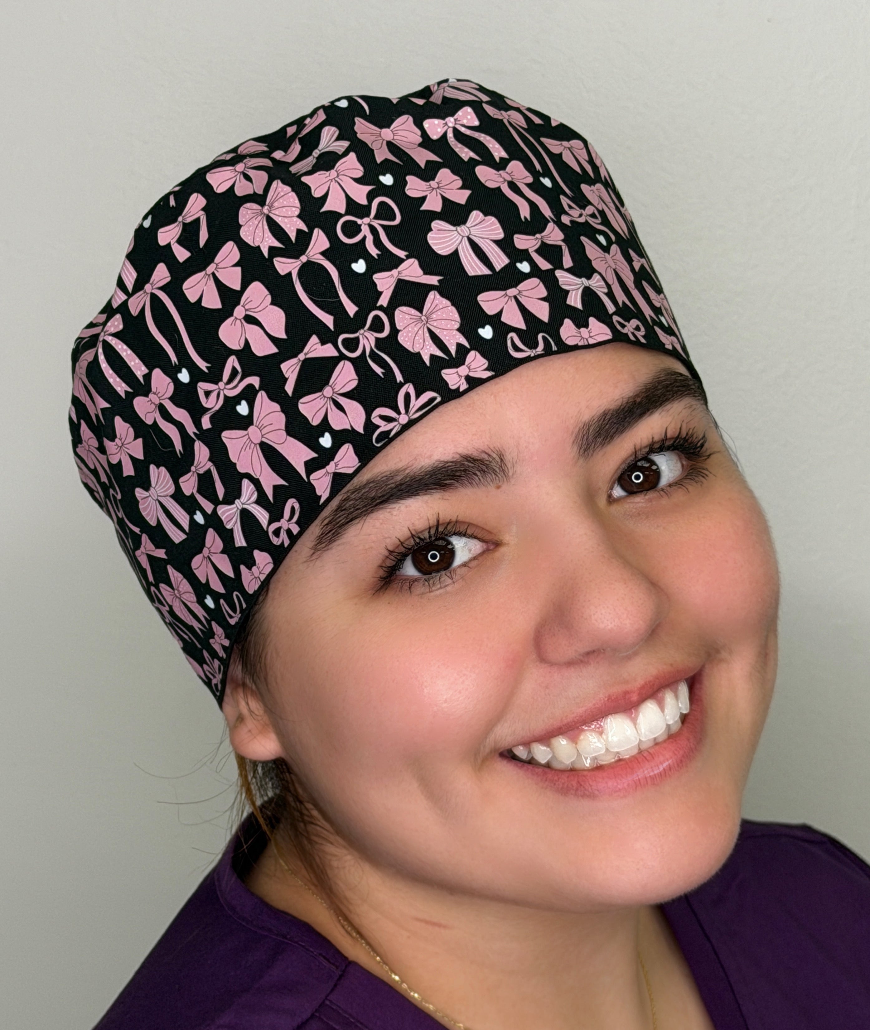 Pink Bows Solid Color Unisex Scrub Cap