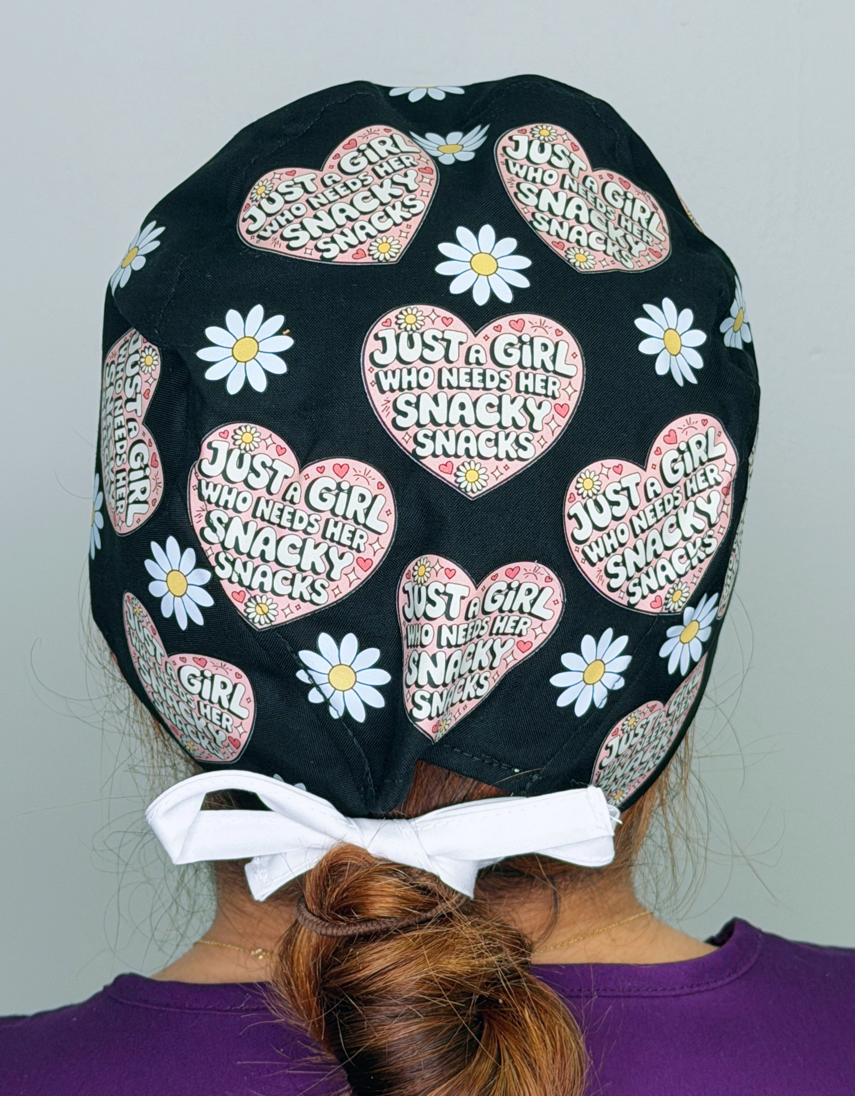 Just A Girl Who Needs Her Snacky Snacks Funny Themed Funny Custom Solid Color Unisex Scrub Cap