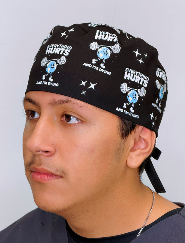 Everything Hurts and I'm Dying Funny Gym Custom Solid Color Unisex Scrub Cap
