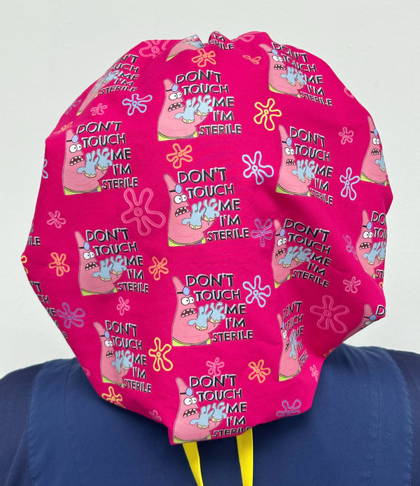 Funny Patrick Star Scrub Cap – Don't Touch Me I'm Sterile Flowers Themed Custom Solid Color Bouffant (Copy)