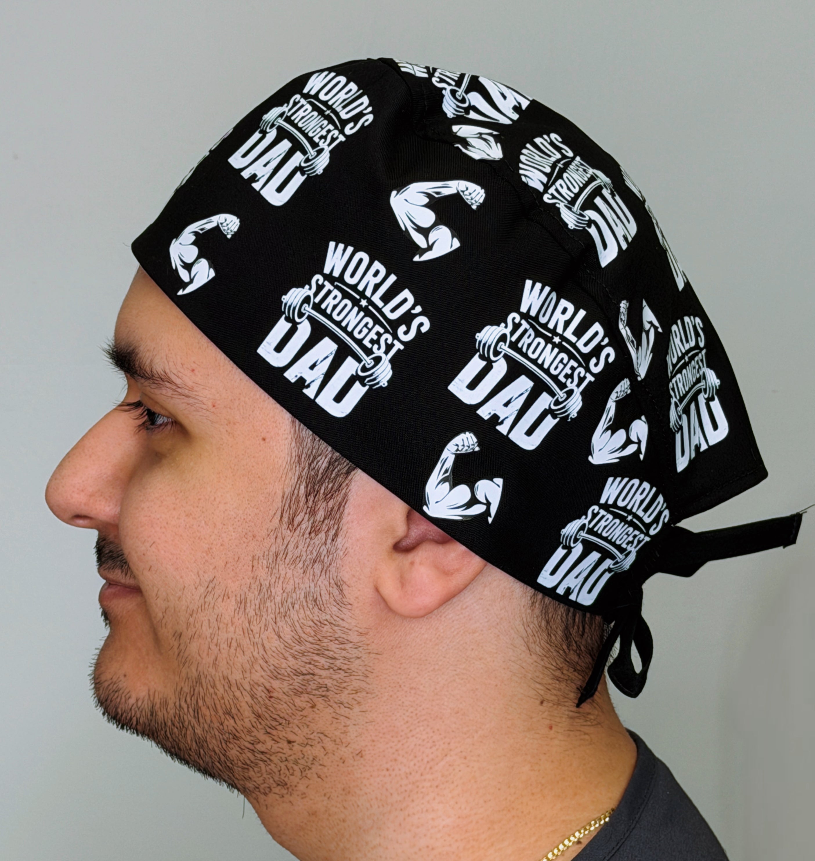 World's Strongest Dad Father's Day Custom Solid Color Unisex Scrub Cap