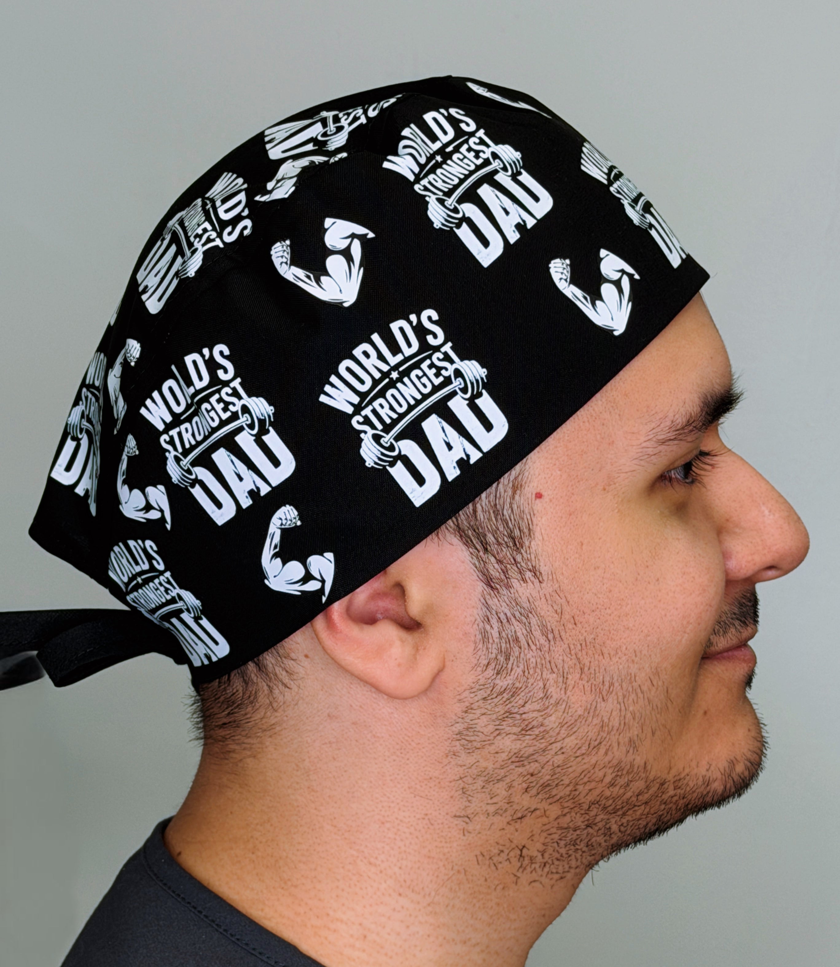 World's Strongest Dad Father's Day Custom Solid Color Unisex Scrub Cap