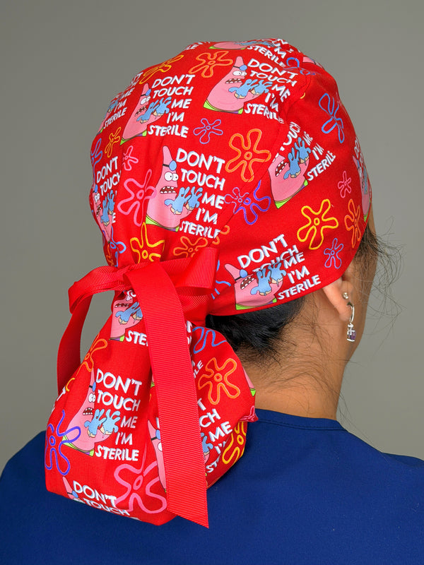Patrick Funny Don't Touch Me I'm Sterile with Flowers Custom Solid Color Ponytail