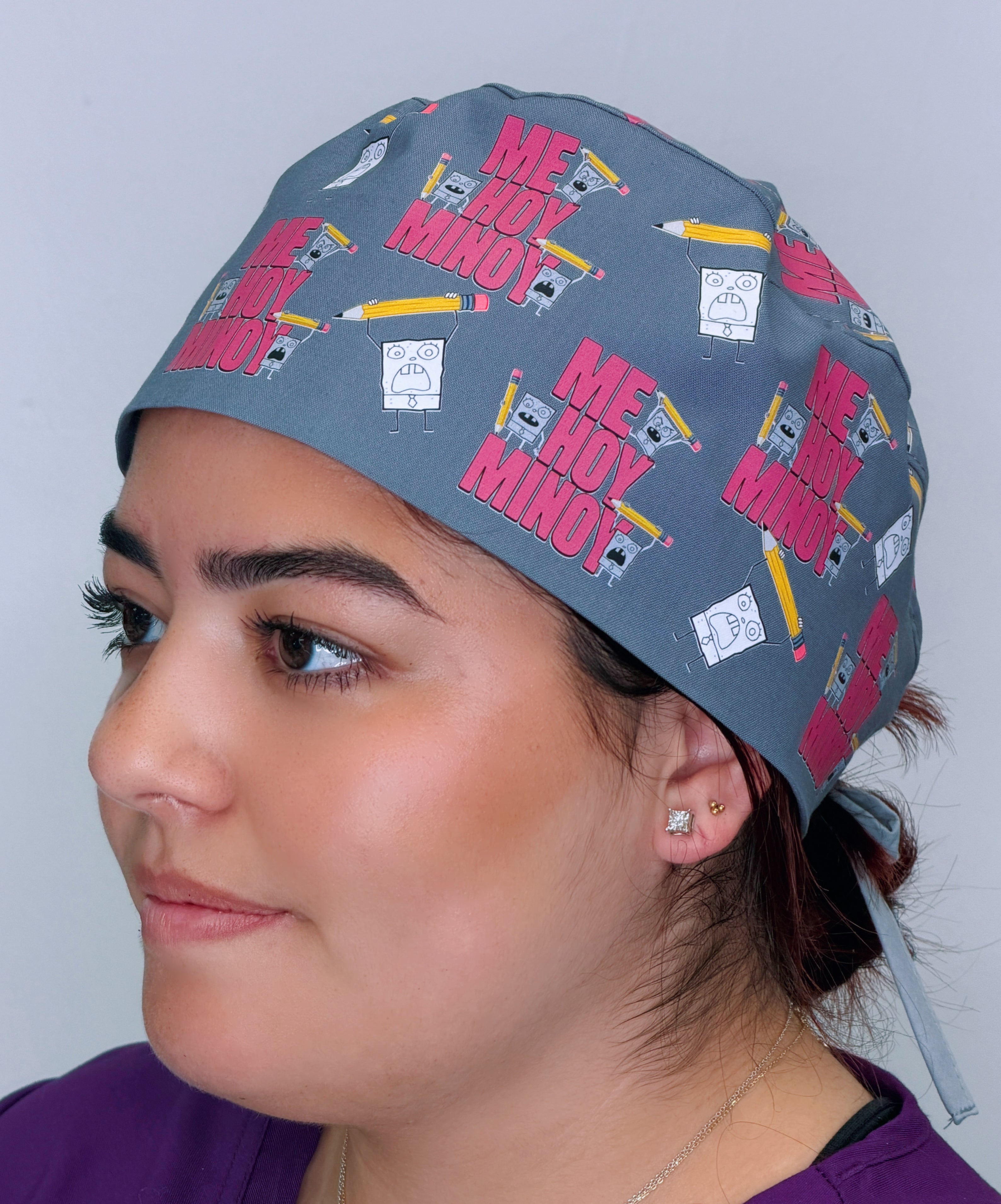 Funny DoodleBob Me Hoy Minoy Custom Solid Color Unisex Scrub Cap