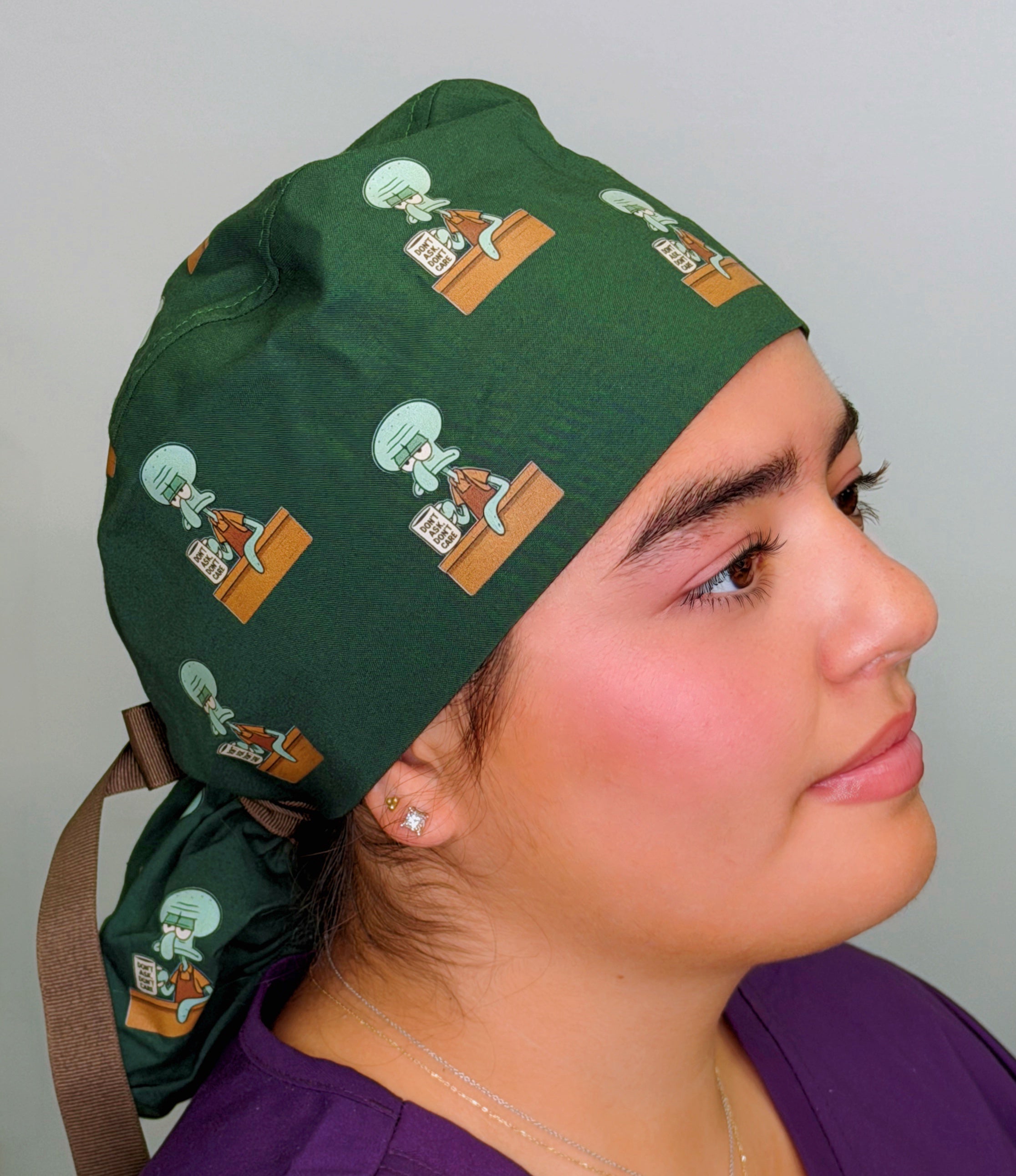 Funny Squidward Don't Ask Don't Care Custom Solid Color Ponytail (Copy) (Copy)