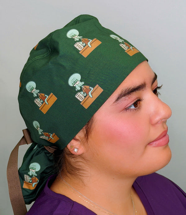 Funny Squidward Don't Ask Don't Care Custom Solid Color Ponytail (Copy) (Copy)