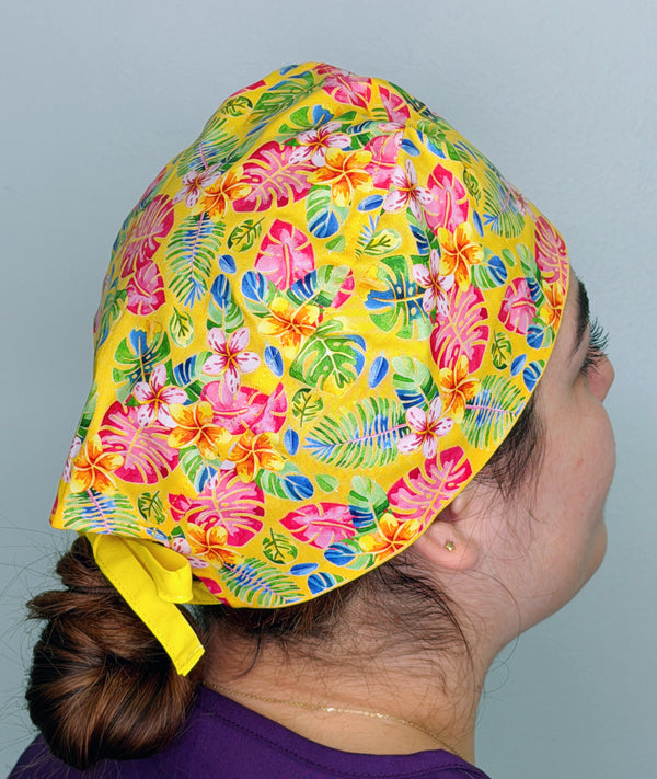 Hawaiian Hibiscus Floral Themed Funny Custom Solid Color Unisex Scrub Cap