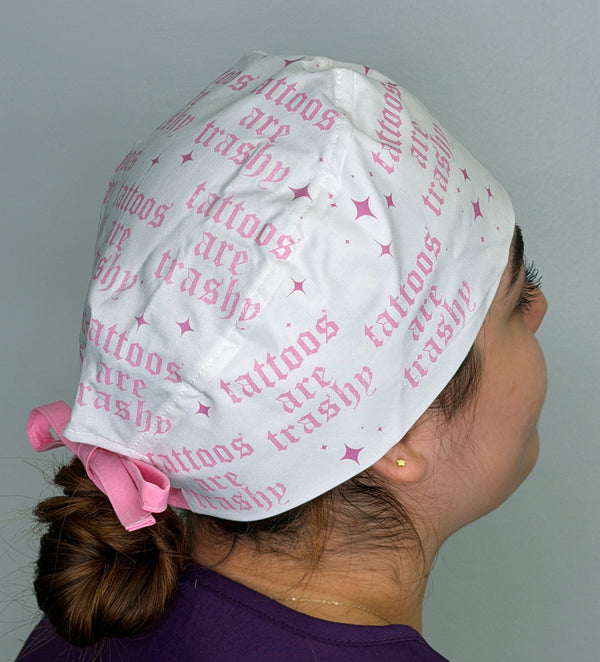 Tattoos Are Trashy Sarcastic Funny Themed Custom Solid Color Unisex Scrub Cap