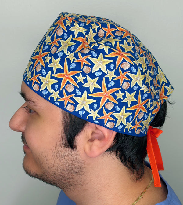 Star Fish Ocean Life Themed Funny Custom Solid Color Unisex Scrub Cap