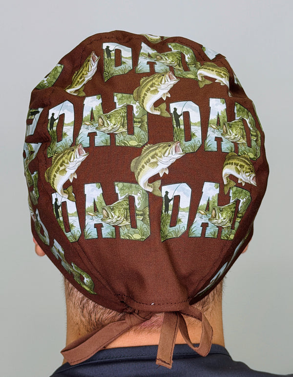 Dad Bass Fishing Father's Day Custom Solid Color Unisex Scrub Cap