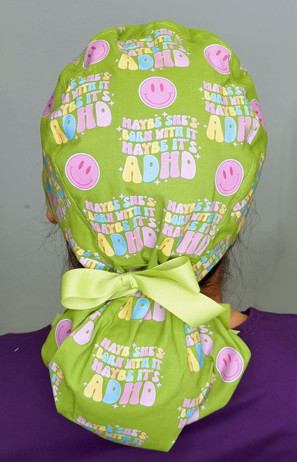 Maybe She's Born With It Maybe It's ADHD Funny Custom Solid Color Ponytail