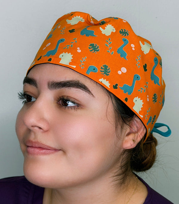 Cute Dinosaurs Themed Funny Custom Solid Color Unisex Scrub Cap