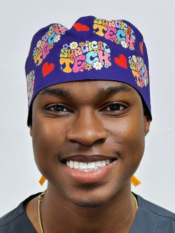Groovy Surgical Tech themed Custom Solid Color Unisex Scrub Cap