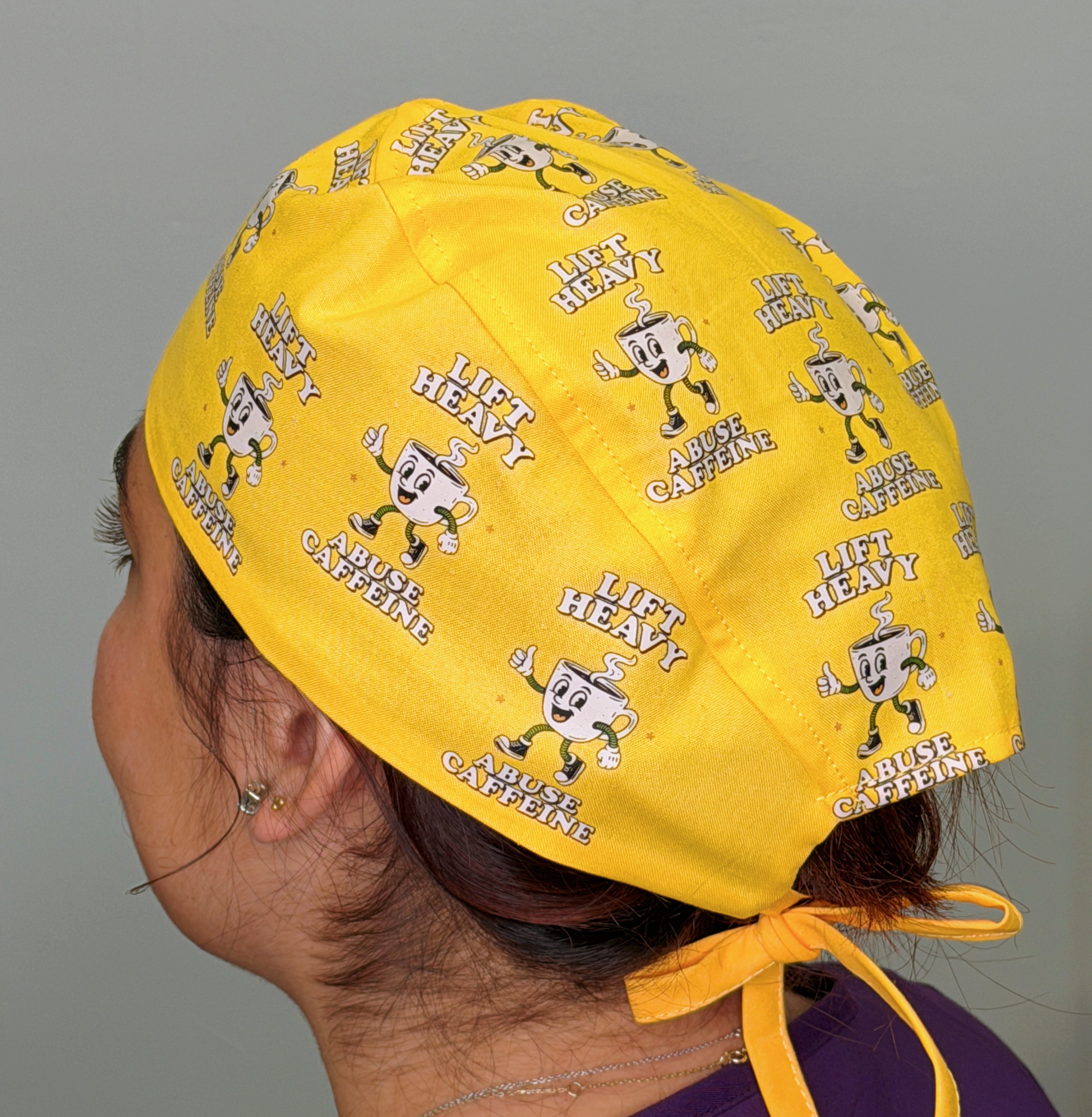 Lift Heavy Abuse Caffeine Funny Gym Custom Solid Color Unisex Scrub Cap